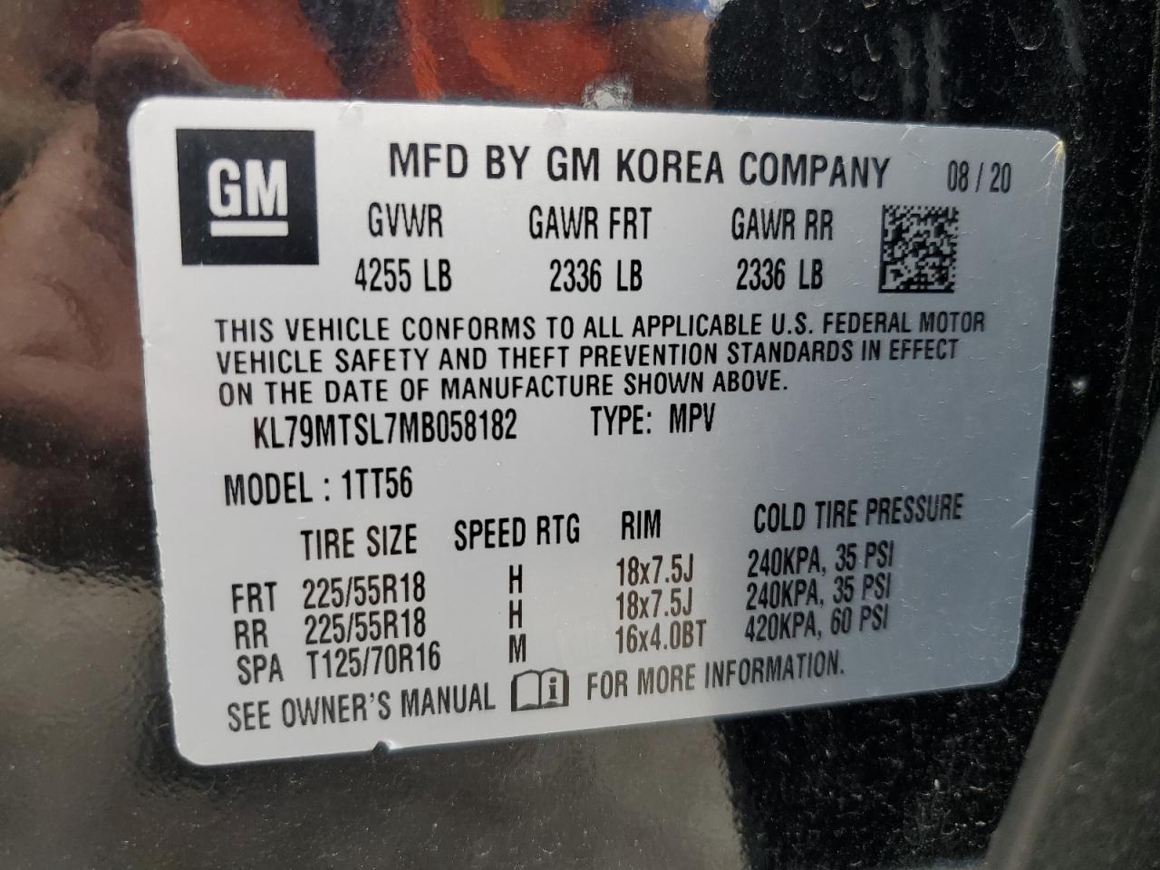 2021 Chevrolet Trailblazer Rs VIN: KL79MTSL7MB058182 Lot: 71727205