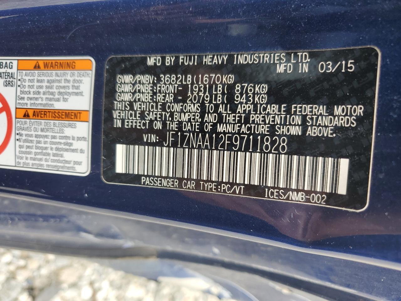 2015 Toyota Scion Fr-S VIN: JF1ZNAA12F9711828 Lot: 81872155