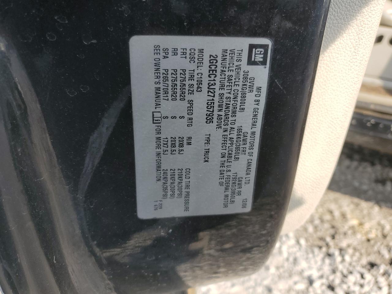 2007 Chevrolet Silverado C1500 Crew Cab VIN: 2GCEC13J271557935 Lot: 71488815