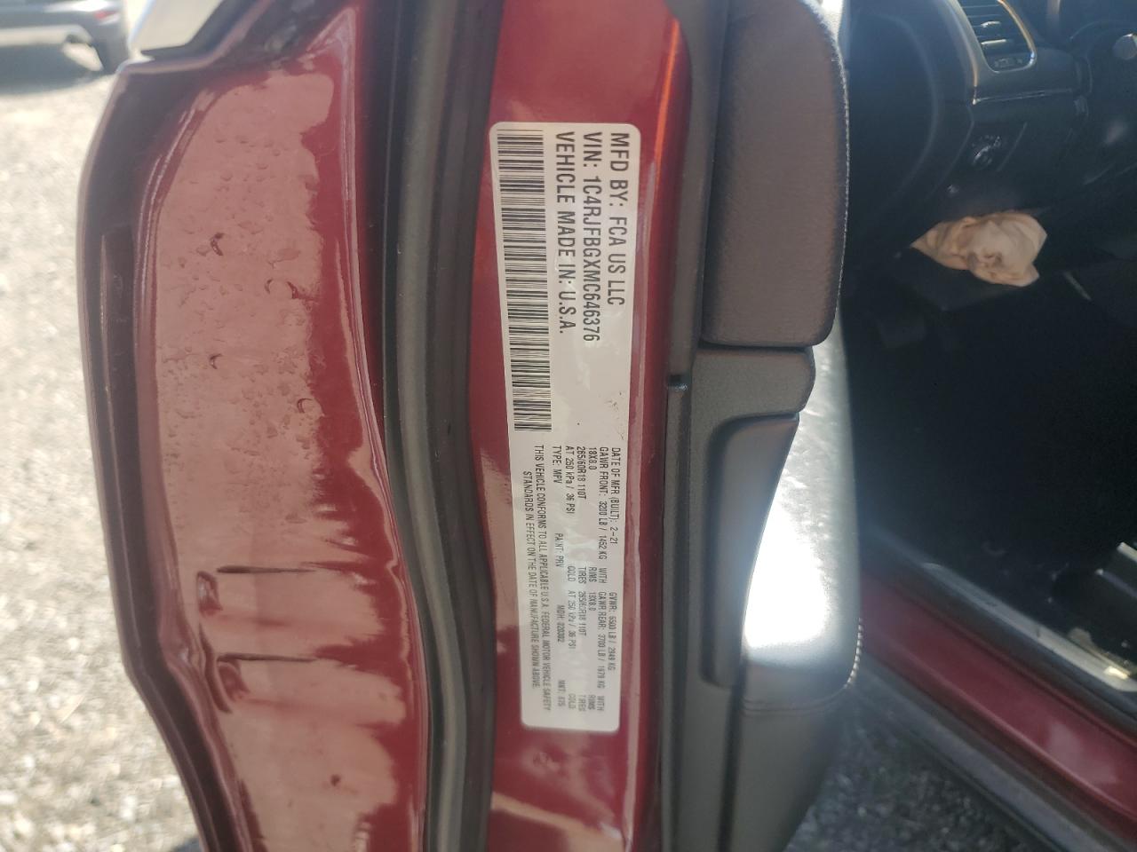 2021 Jeep Grand Cherokee Limited VIN: 1C4RJFBGXMC646376 Lot: 80024485