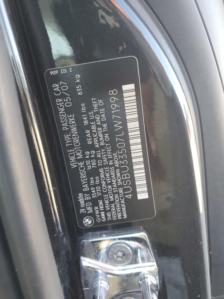 2007 BMW Z4 3.0 VIN: 4USBU33507LW71998 Lot: 81133895
