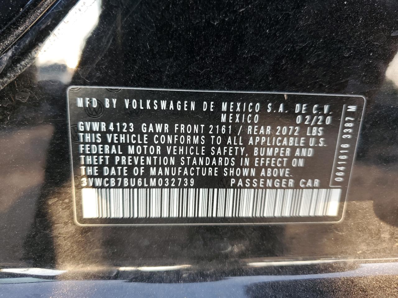 2020 Volkswagen Jetta S VIN: 3VWCB7BU6LM032739 Lot: 80885485
