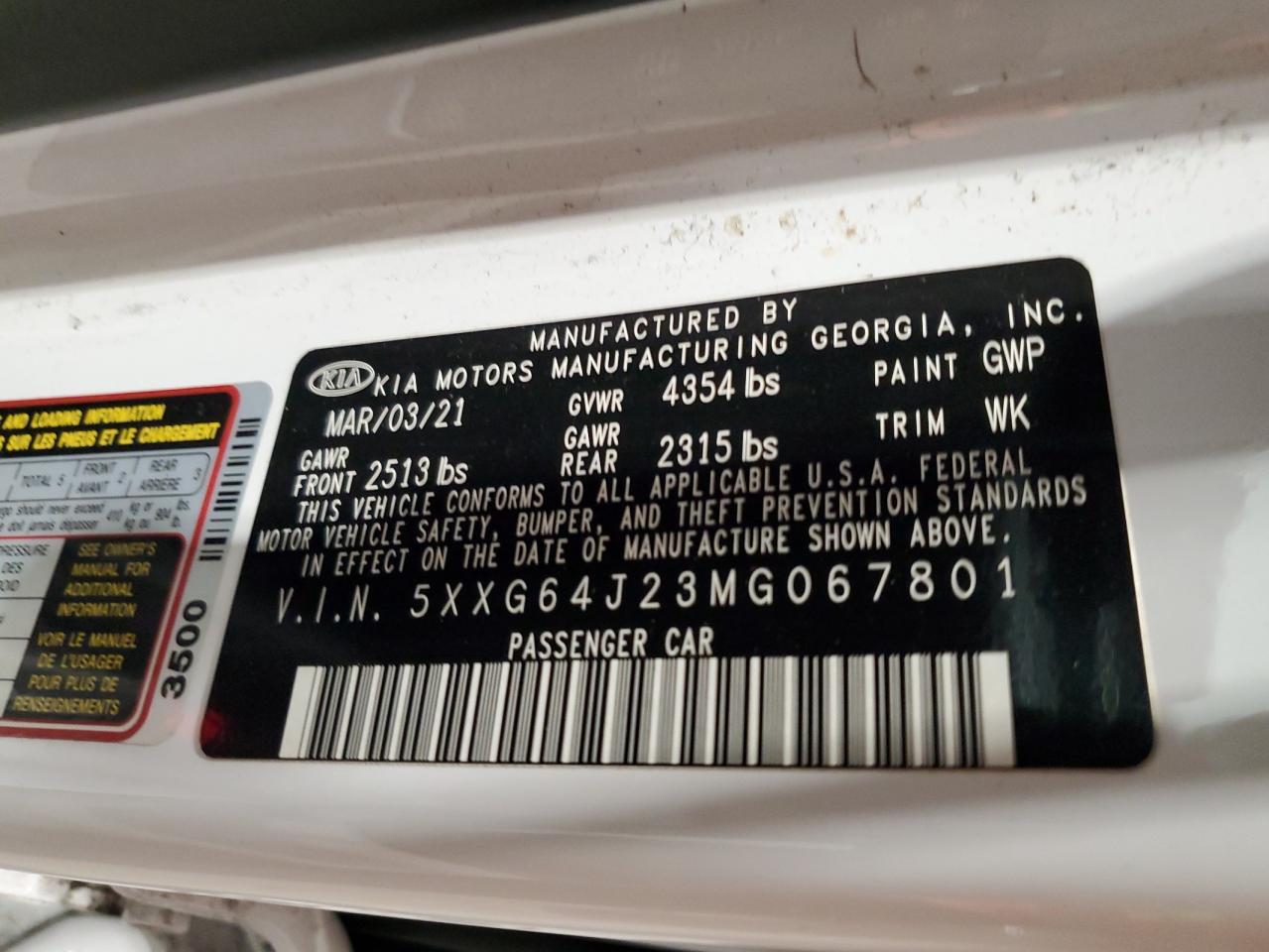 2021 Kia K5 Gt Line VIN: 5XXG64J23MG067801 Lot: 82083795