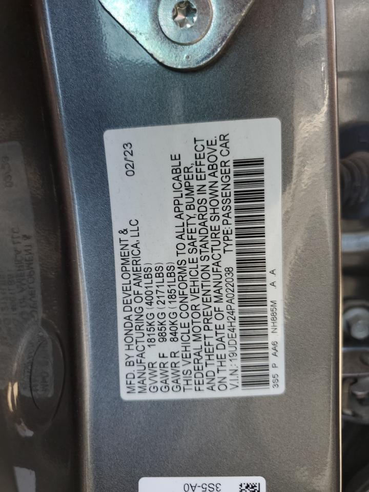 2023 Acura Integra VIN: 19UDE4H24PA022038 Lot: 80010605