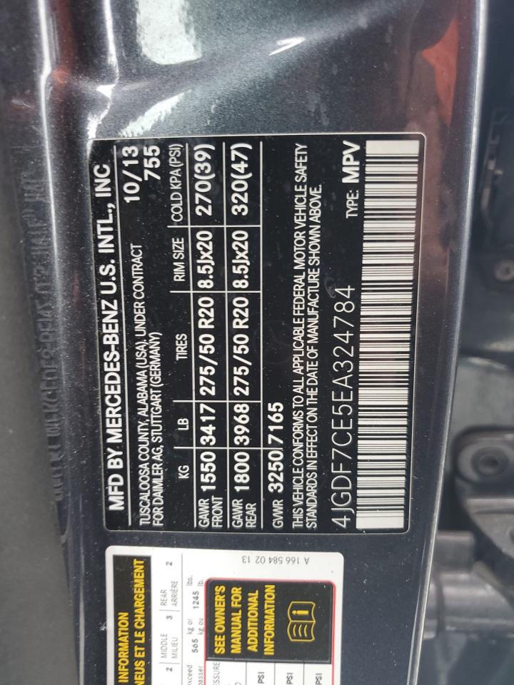 2014 Mercedes-Benz Gl 450 4Matic VIN: 4JGDF7CE5EA324784 Lot: 69681865