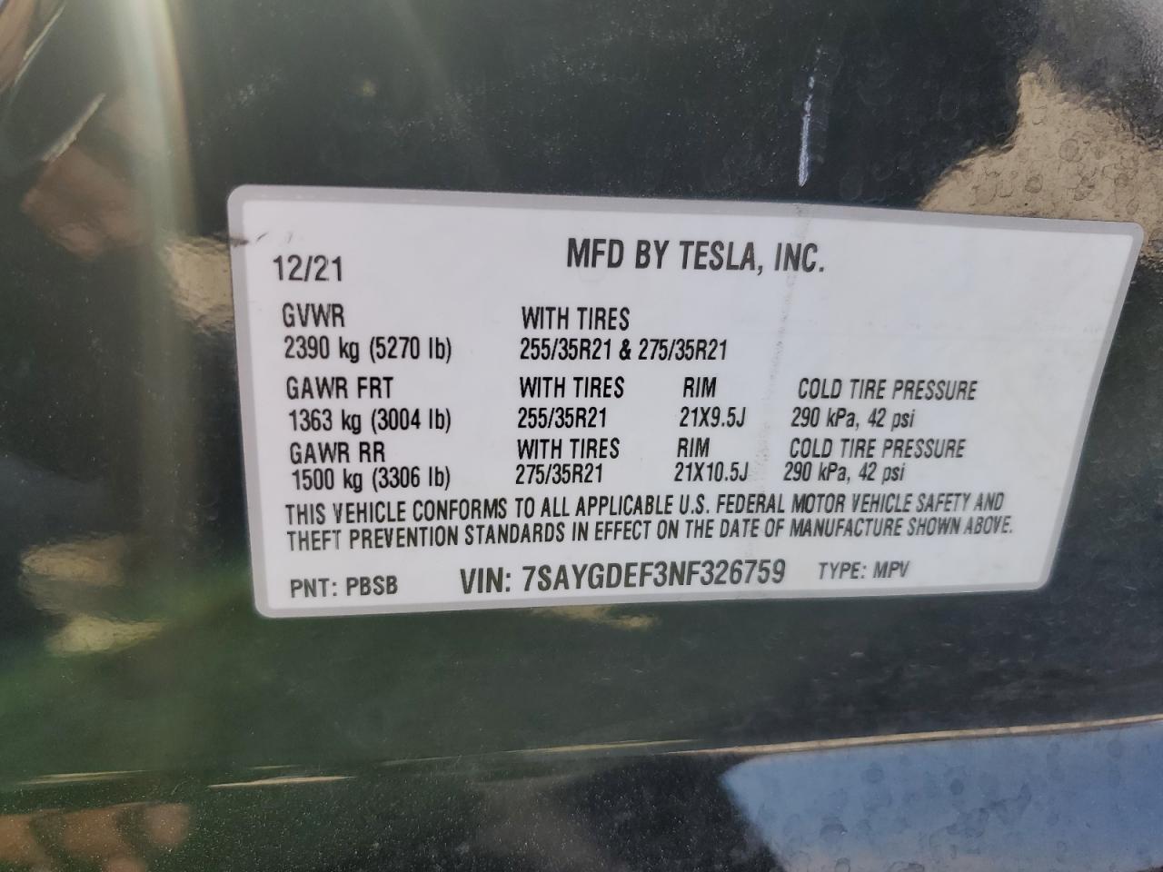 2022 Tesla Model Y VIN: 7SAYGDEF3NF326759 Lot: 81555675