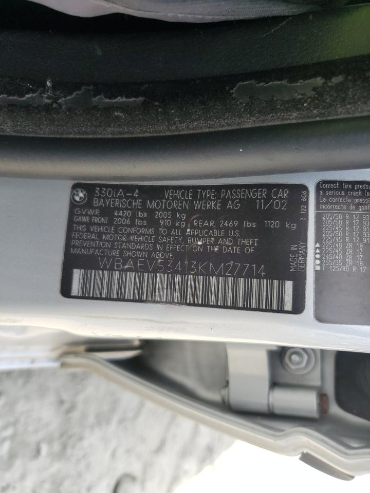 2003 BMW 330 I VIN: WBAEV53413KM27714 Lot: 80618345