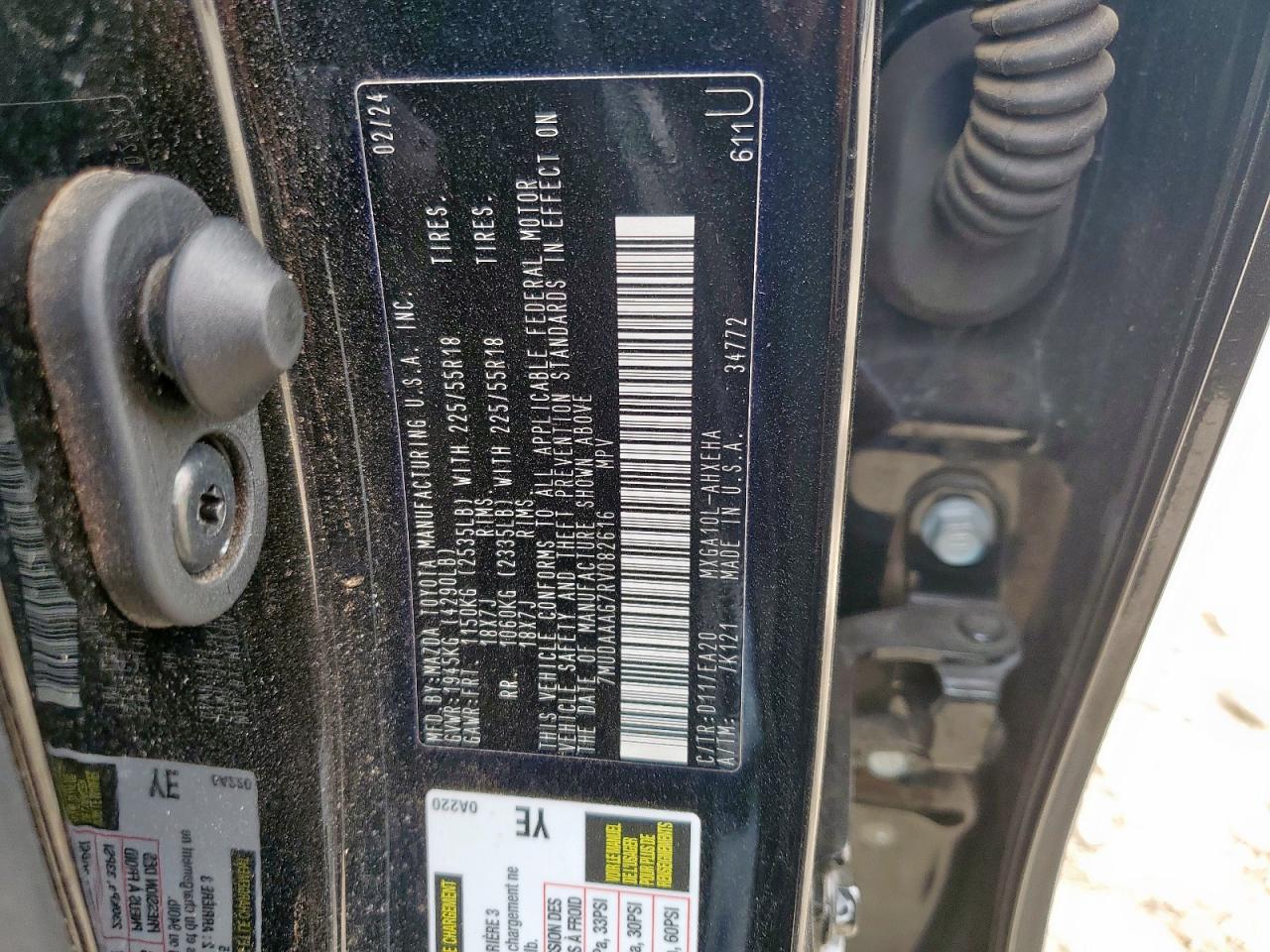 2024 Toyota Corolla Cross Xle VIN: 7MUDAAAG7RV082616 Lot: 84710335