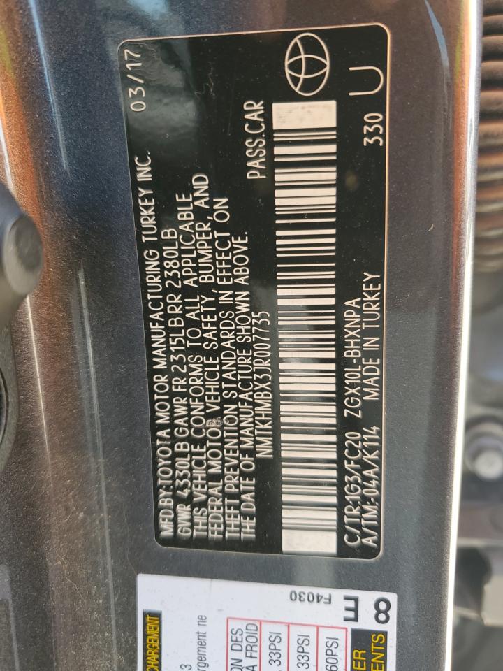 2018 Toyota C-Hr Xle VIN: NMTKHMBX3JR007735 Lot: 80390665