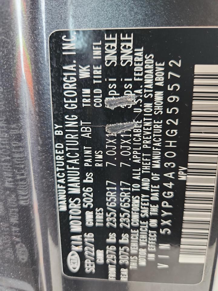 2017 Kia Sorento Lx VIN: 5XYPG4A30HG259572 Lot: 81486145