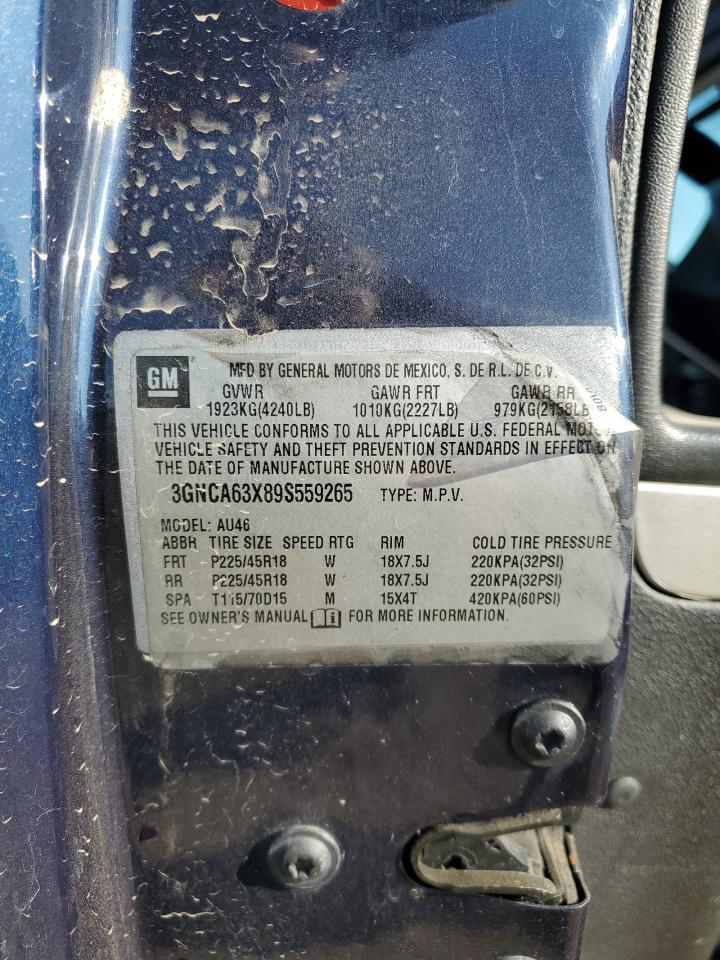 2009 Chevrolet Hhr Ss VIN: 3GNCA63X89S559265 Lot: 71717285