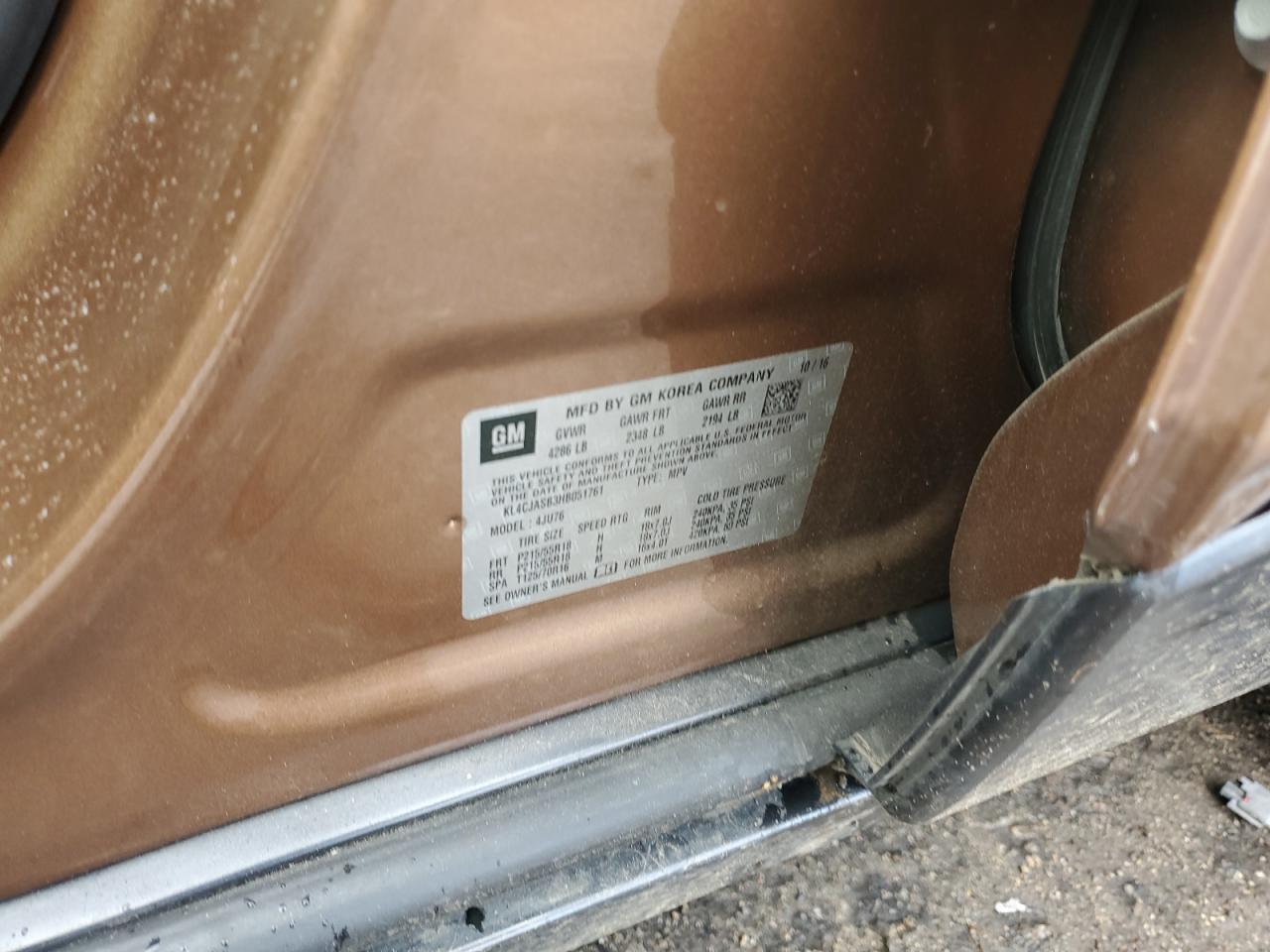 2017 Buick Encore Preferred VIN: KL4CJASB3HB051761 Lot: 84225035