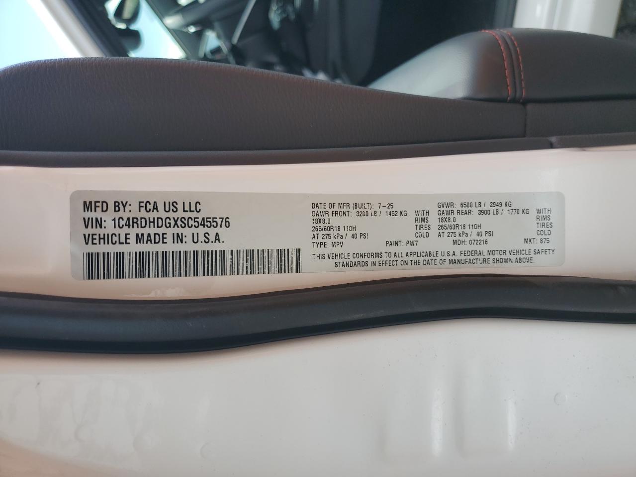 2025 Dodge Durango Gt VIN: 1C4RDHDGXSC545576 Lot: 81631215