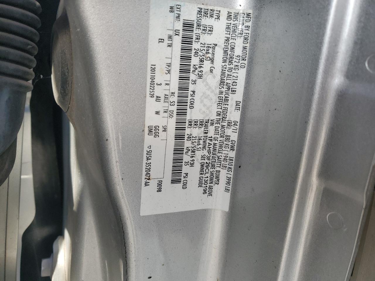 2012 Ford Focus Se VIN: 1FAHP3F29CL130196 Lot: 81331485