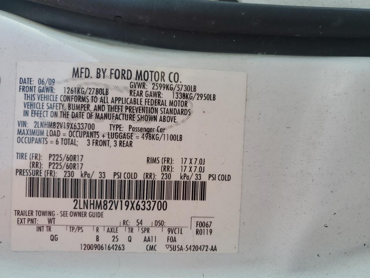 2009 Lincoln Town Car Signature Limited VIN: 2LNHM82V19X633700 Lot: 80480435