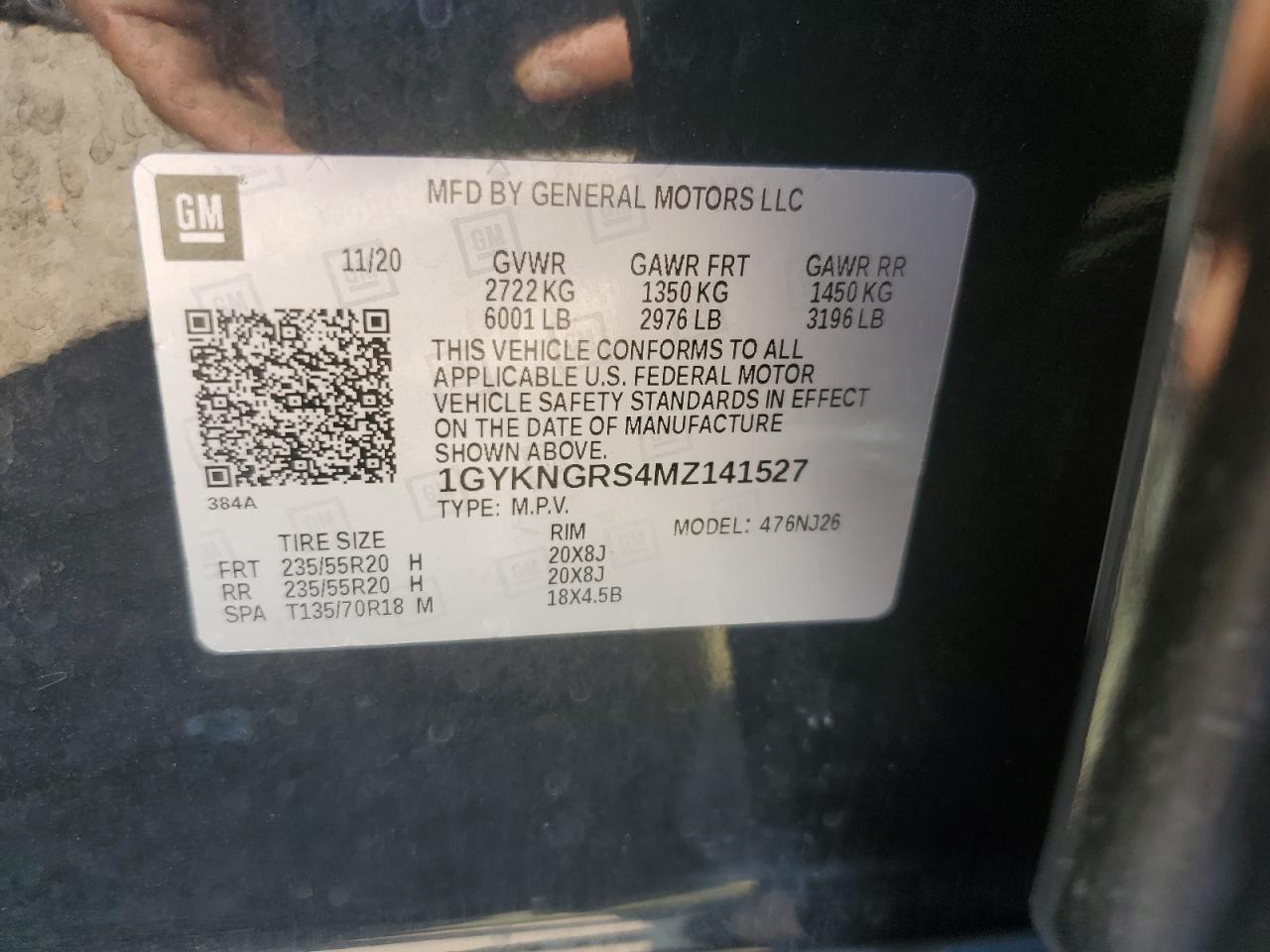 2021 Cadillac Xt5 Sport VIN: 1GYKNGRS4MZ141527 Lot: 80900885