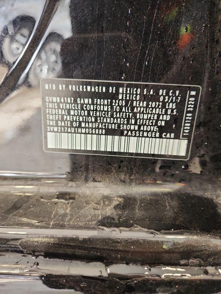 2017 Volkswagen Golf S VIN: 3VW217AU1HM056888 Lot: 71424185