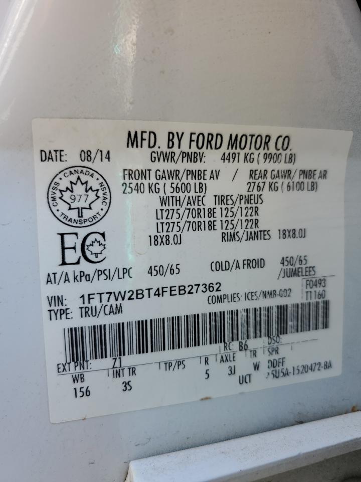 2015 Ford F250 Super Duty VIN: 1FT7W2BT4FEB27362 Lot: 82129345