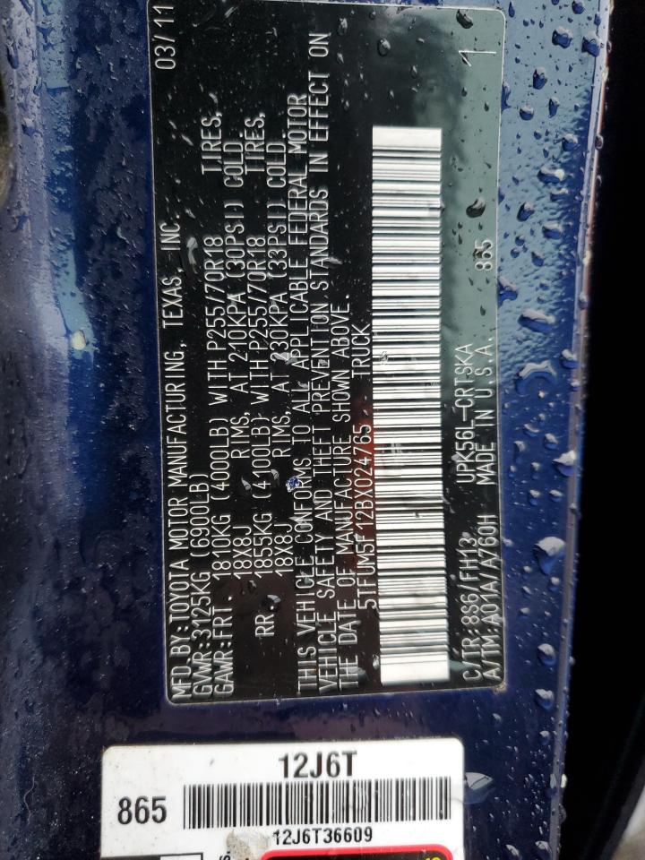 2011 Toyota Tundra Double Cab Sr5 VIN: 5TFUM5F12BX024765 Lot: 81802395
