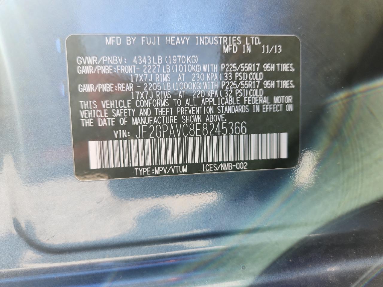 2014 Subaru Xv Crosstrek 2.0 Premium VIN: JF2GPAVC8E8245366 Lot: 82140715