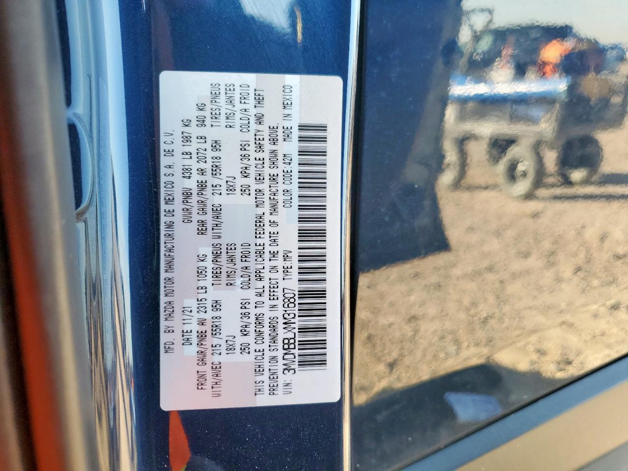 2021 Mazda Cx-30 Select VIN: 3MVDMBBLXMM316807 Lot: 81556465