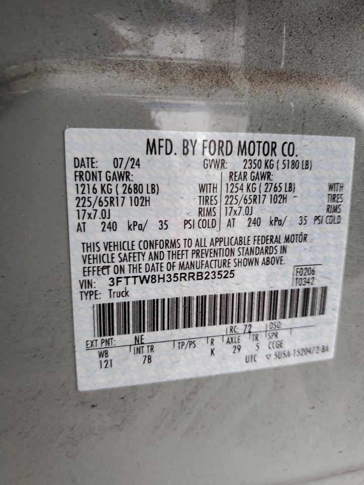 2024 Ford Maverick Xlt VIN: 3FTTW8H35RRB23525 Lot: 81721635