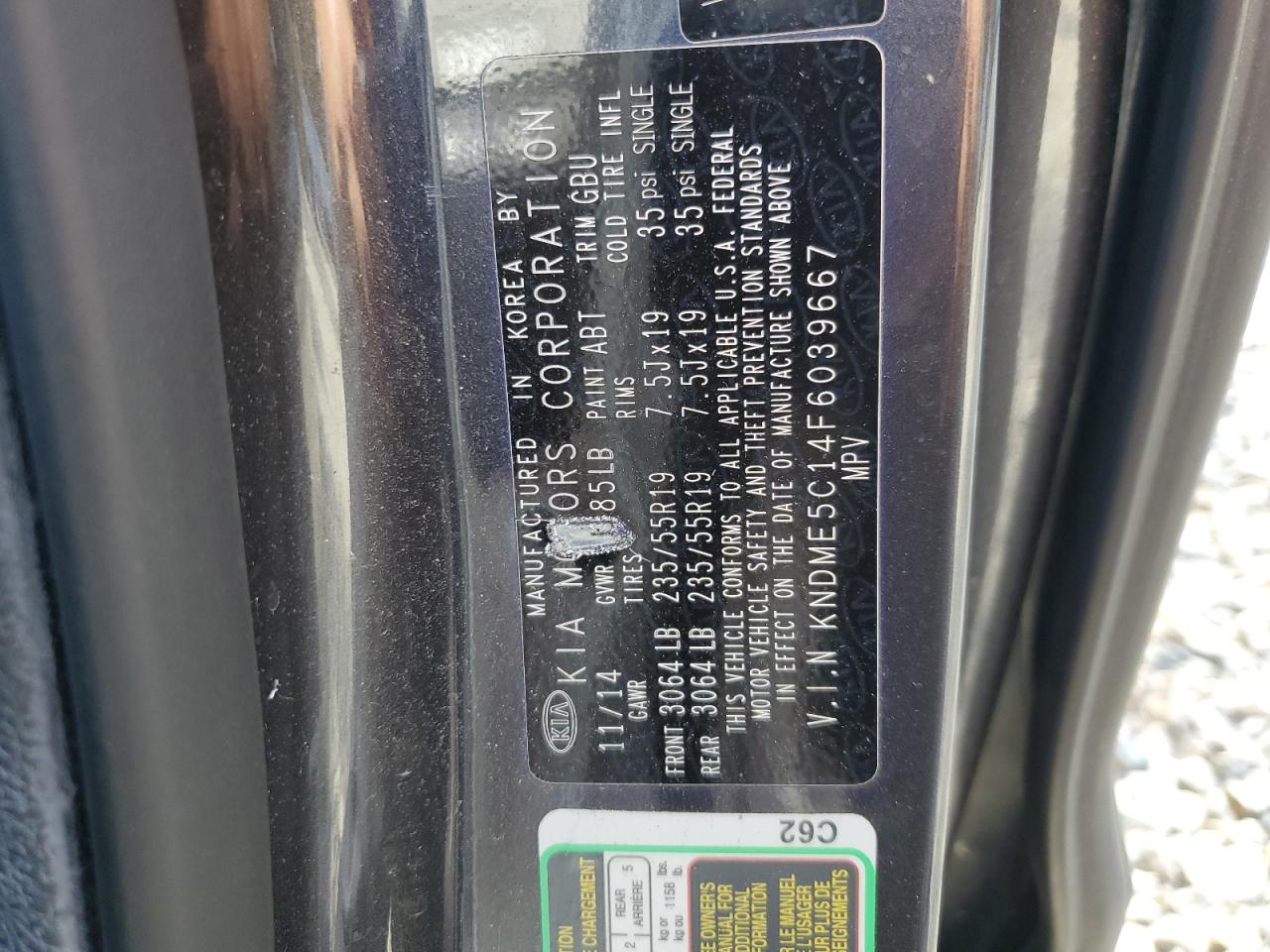 2015 Kia Sedona Sxl VIN: KNDME5C14F6039667 Lot: 80991375