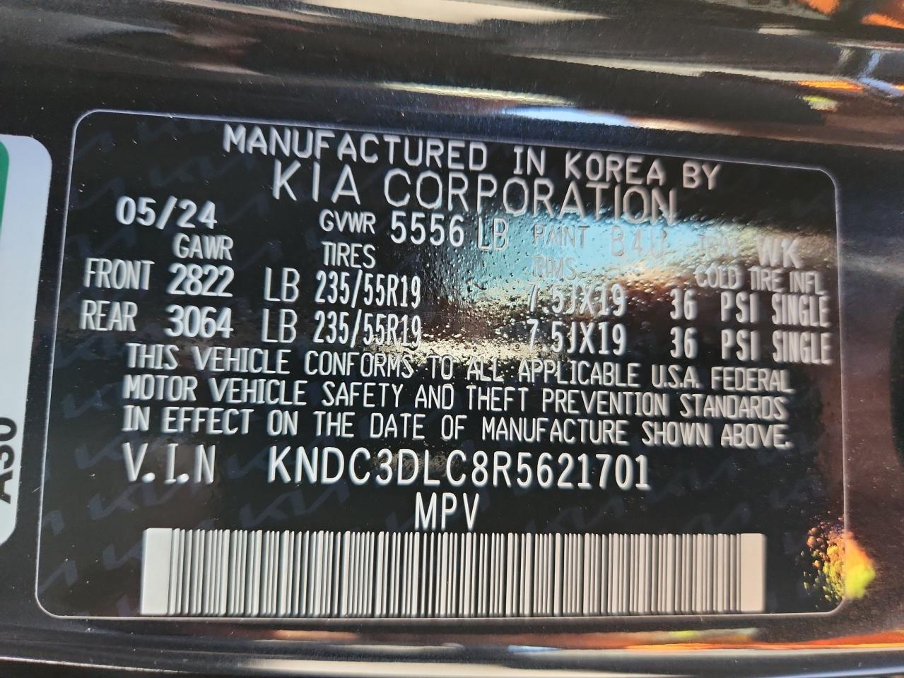 2024 Kia Ev6 Light VIN: KNDC3DLC8R5621701 Lot: 80650415