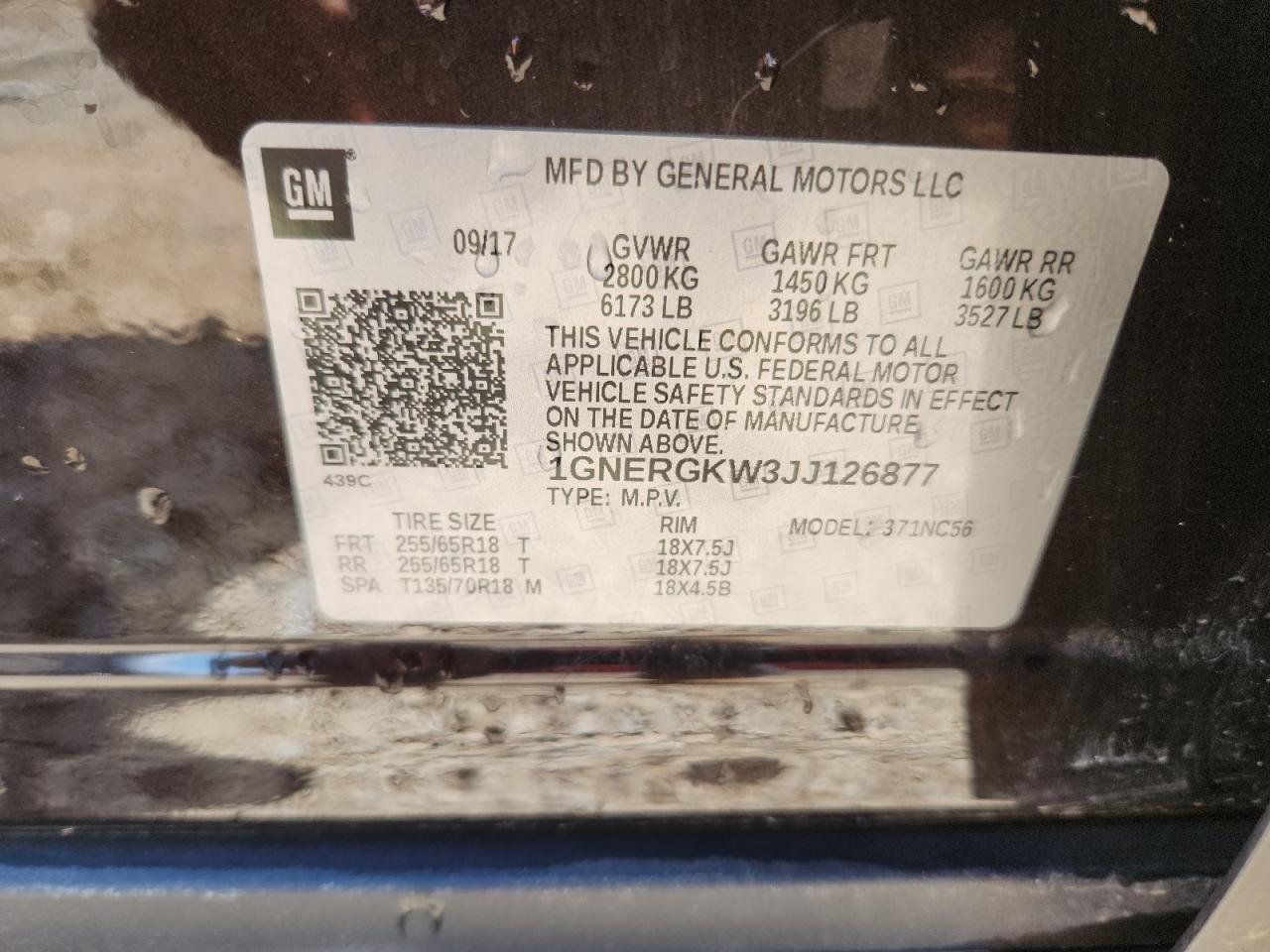 2018 Chevrolet Traverse Lt VIN: 1GNERGKW3JJ126877 Lot: 71099195