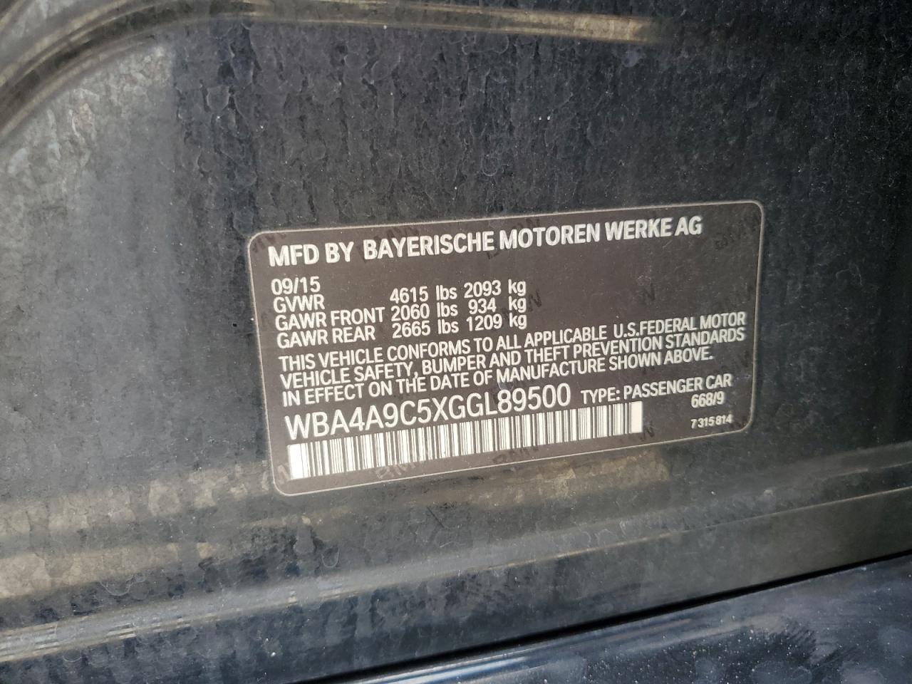 2016 BMW 428 I Gran Coupe Sulev VIN: WBA4A9C5XGGL89500 Lot: 81600245