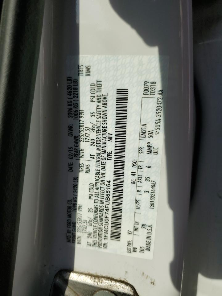 2015 Ford Escape S VIN: 1FMCU0F74FUB65164 Lot: 84425205