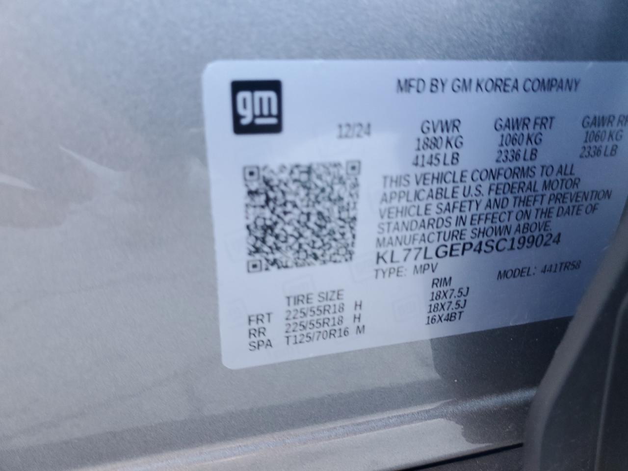 2025 Chevrolet Trax 1Rs VIN: KL77LGEP4SC199024 Lot: 81872495