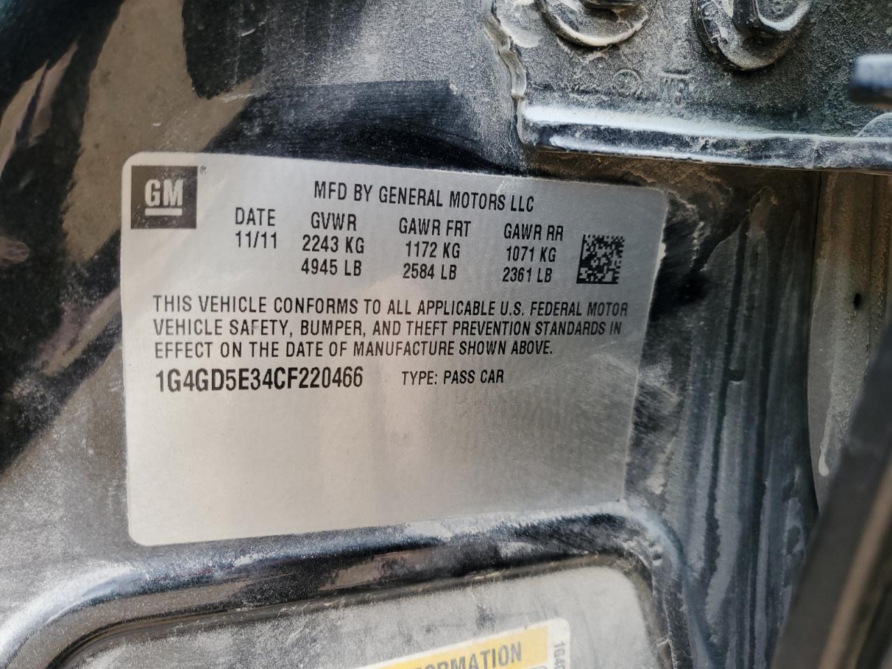 2012 Buick Lacrosse Premium VIN: 1G4GD5E34CF220466 Lot: 80792265