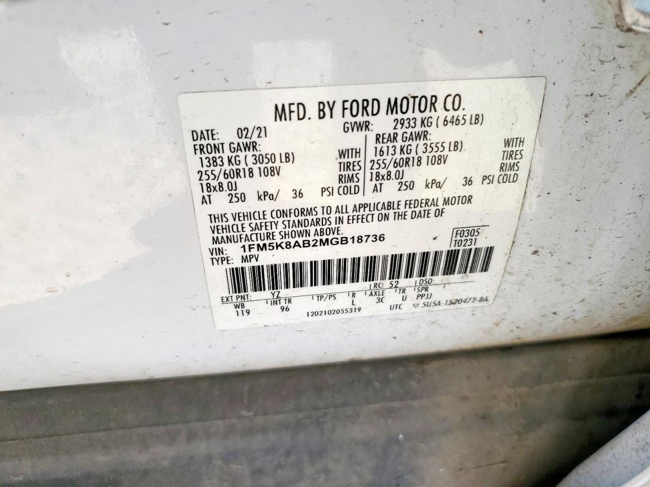 2021 Ford Explorer Police Interceptor VIN: 1FM5K8AB2MGB18736 Lot: 71723585