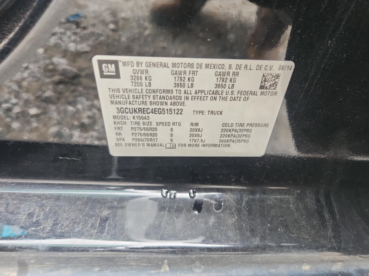 2014 Chevrolet Silverado K1500 Lt VIN: 3GCUKREC4EG515122 Lot: 81769405