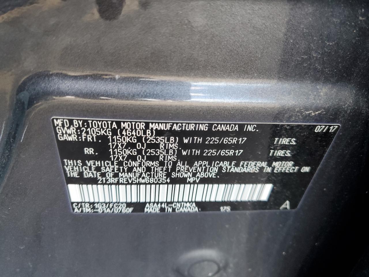 2017 Toyota Rav4 Xle VIN: 2T3RFREV5HW680354 Lot: 80824395