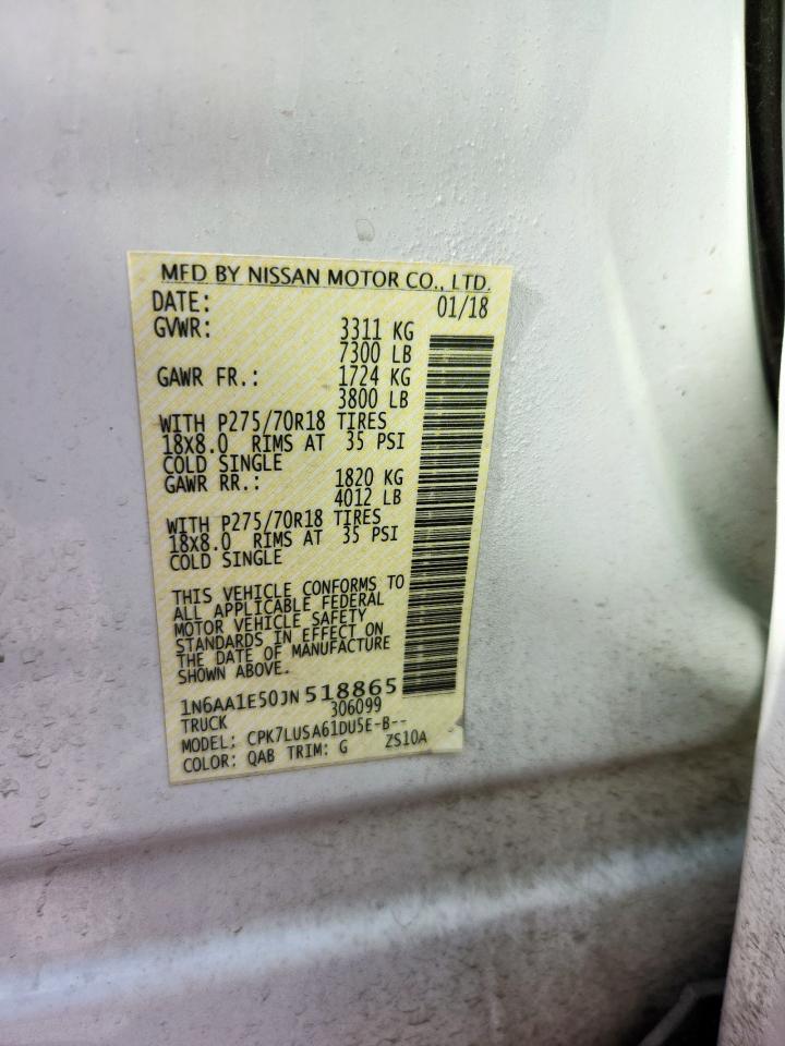 2018 Nissan Titan Sv VIN: 1N6AA1E50JN518865 Lot: 80469935