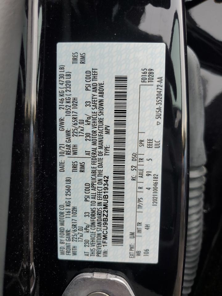 2021 Ford Escape Se VIN: 1FMCU9BZ2MUB19342 Lot: 83809615