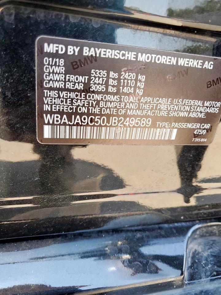 2018 BMW 530E VIN: WBAJA9C50JB249589 Lot: 80711235