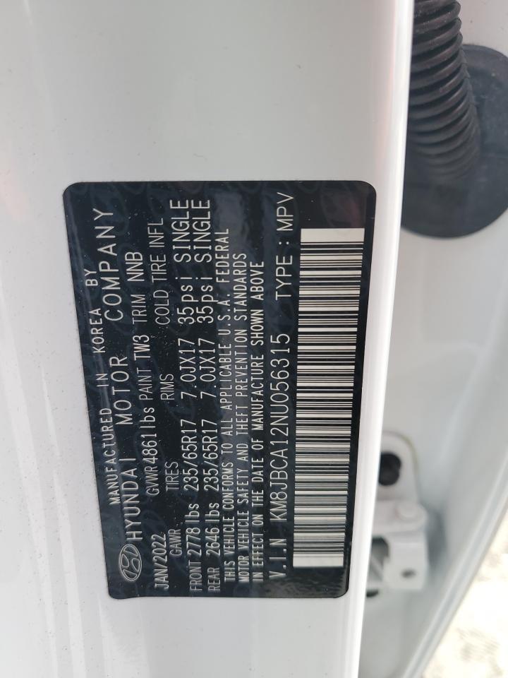 2022 Hyundai Tucson Blue VIN: KM8JBCA12NU056315 Lot: 84553955