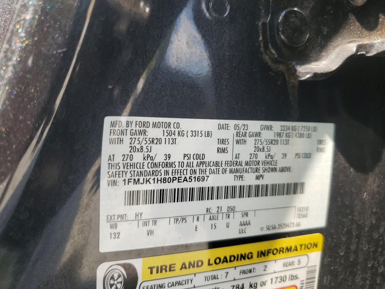 2023 Ford Expedition Max Xlt VIN: 1FMJK1H80PEA51697 Lot: 81238375