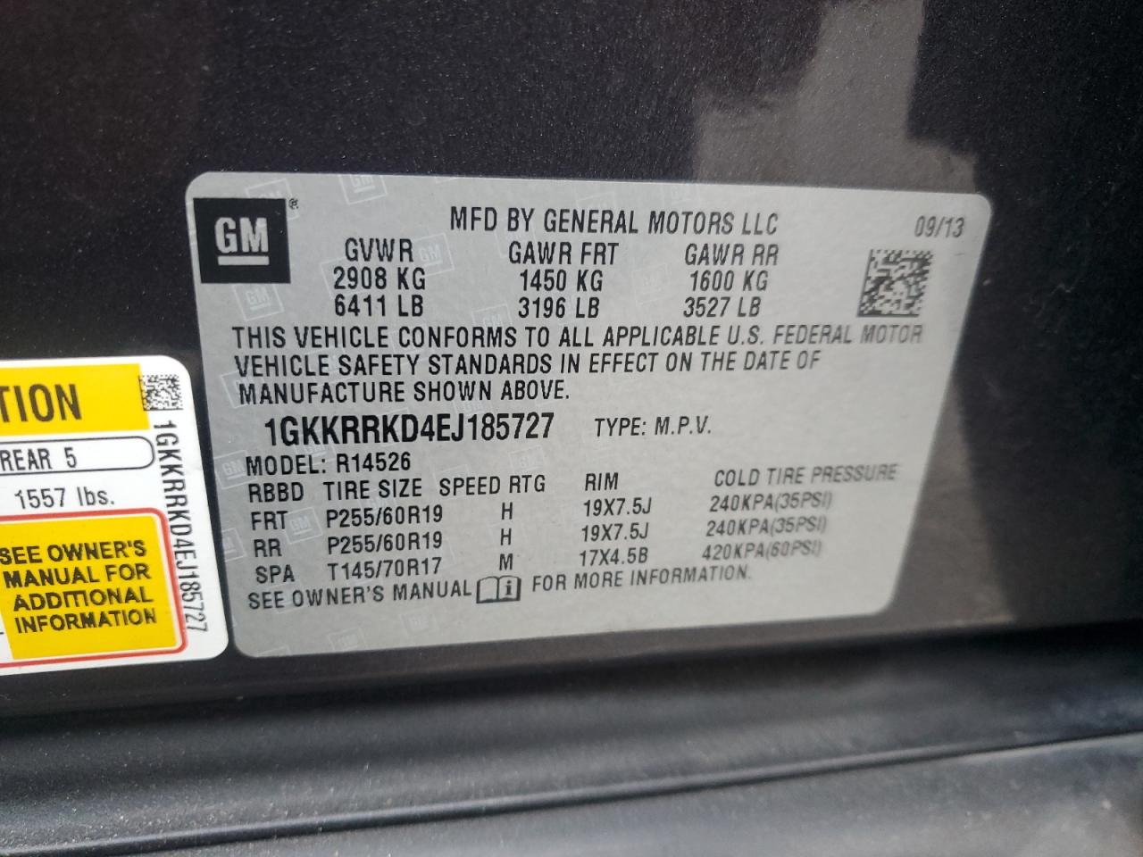 2014 GMC Acadia Slt-1 VIN: 1GKKRRKD4EJ185727 Lot: 82111325