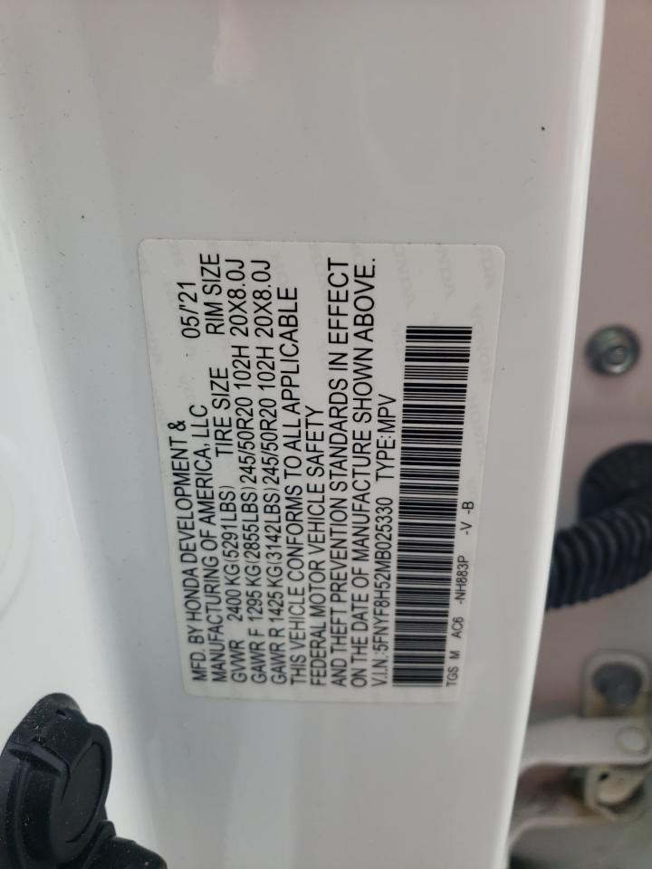 2021 Honda Passport Exl VIN: 5FNYF8H52MB025330 Lot: 71974555