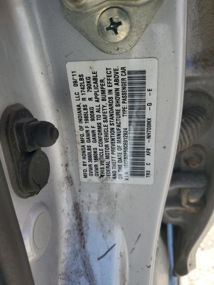 2012 Honda Civic Lx VIN: 19XFB2F50CE012924 Lot: 84537385