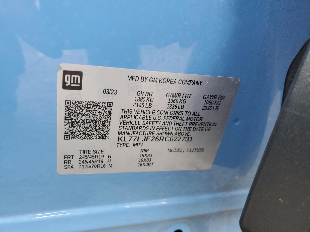 2024 Chevrolet Trax 2Rs VIN: KL77LJE26RC022731 Lot: 84293975