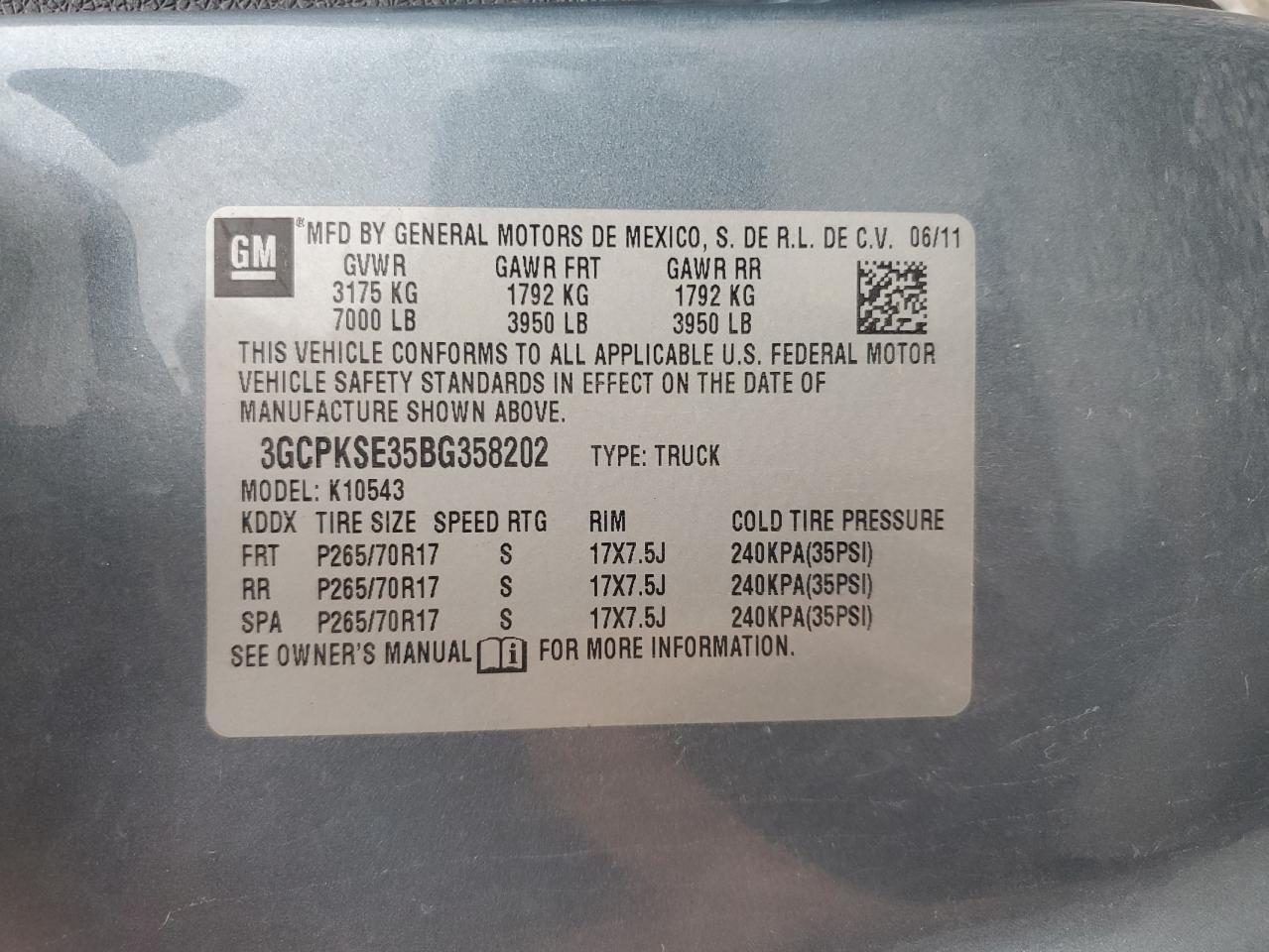 2011 Chevrolet Silverado K1500 Lt VIN: 3GCPKSE35BG358202 Lot: 83785265