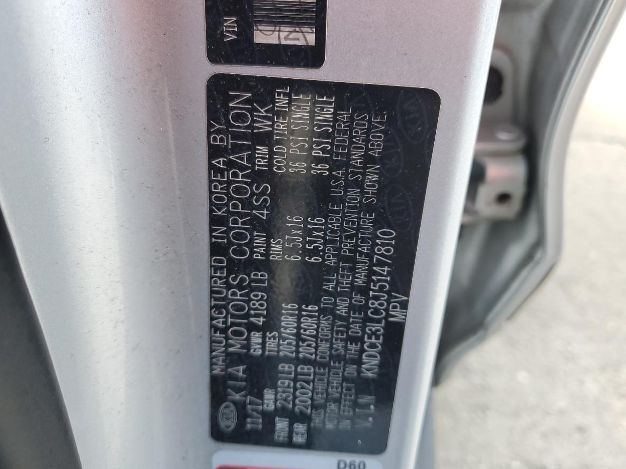 2018 Kia Niro Touring VIN: KNDCE3LC8J5147810 Lot: 80152025