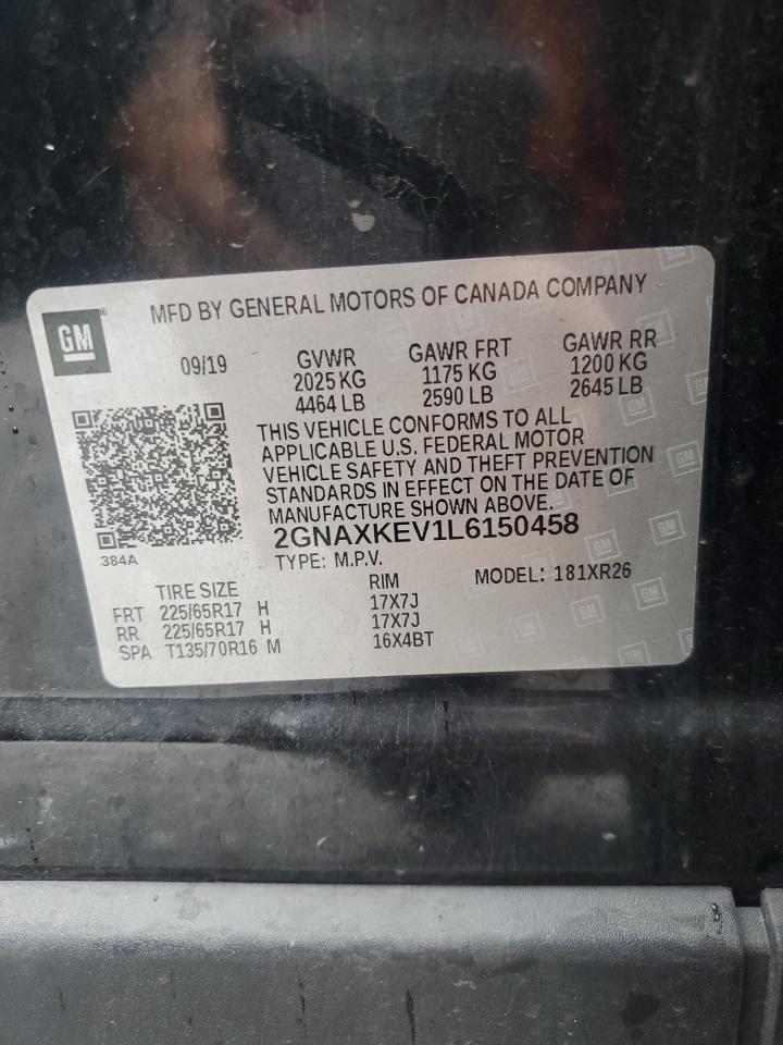 2020 Chevrolet Equinox Lt VIN: 2GNAXKEV1L6150458 Lot: 82157235