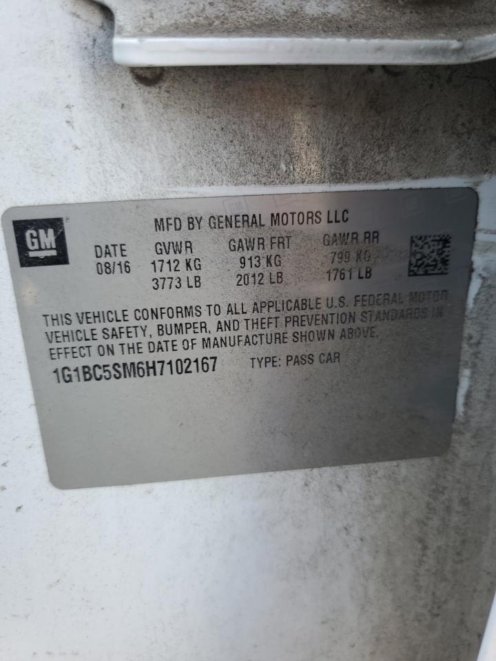 2017 Chevrolet Cruze Ls VIN: 1G1BC5SM6H7102167 Lot: 80685885