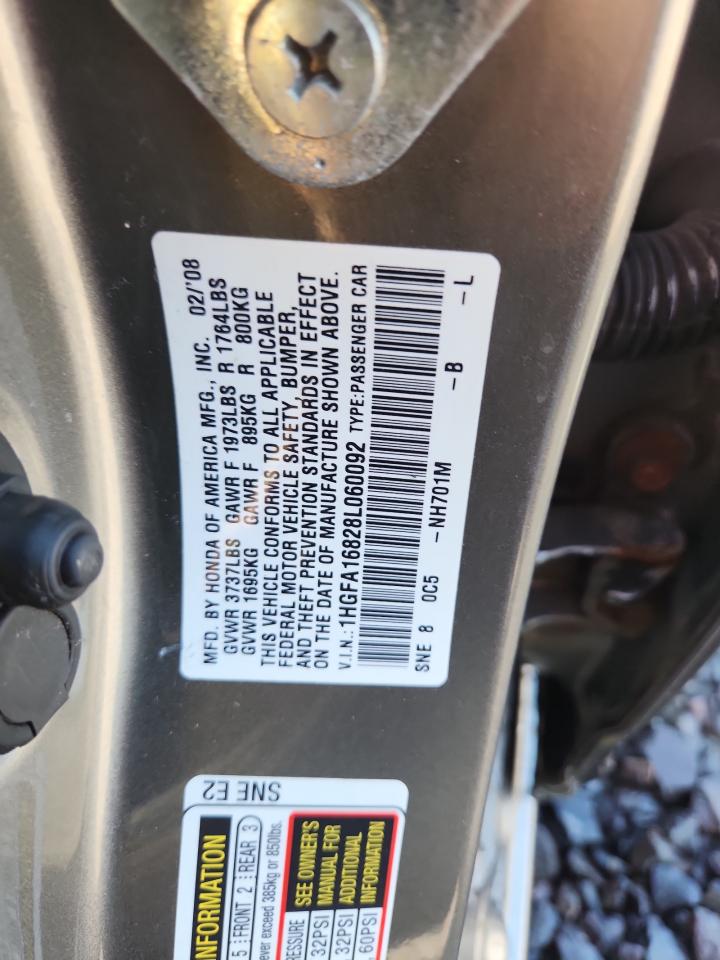 2008 Honda Civic Ex VIN: 1HGFA16828L060092 Lot: 81248815
